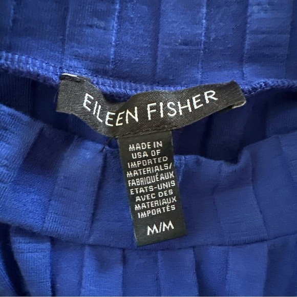 Eileen Fisher Medium Shift Dress Womens Blue Ribbed Stretch Tee Midi Office Work - Picture 8 of 10